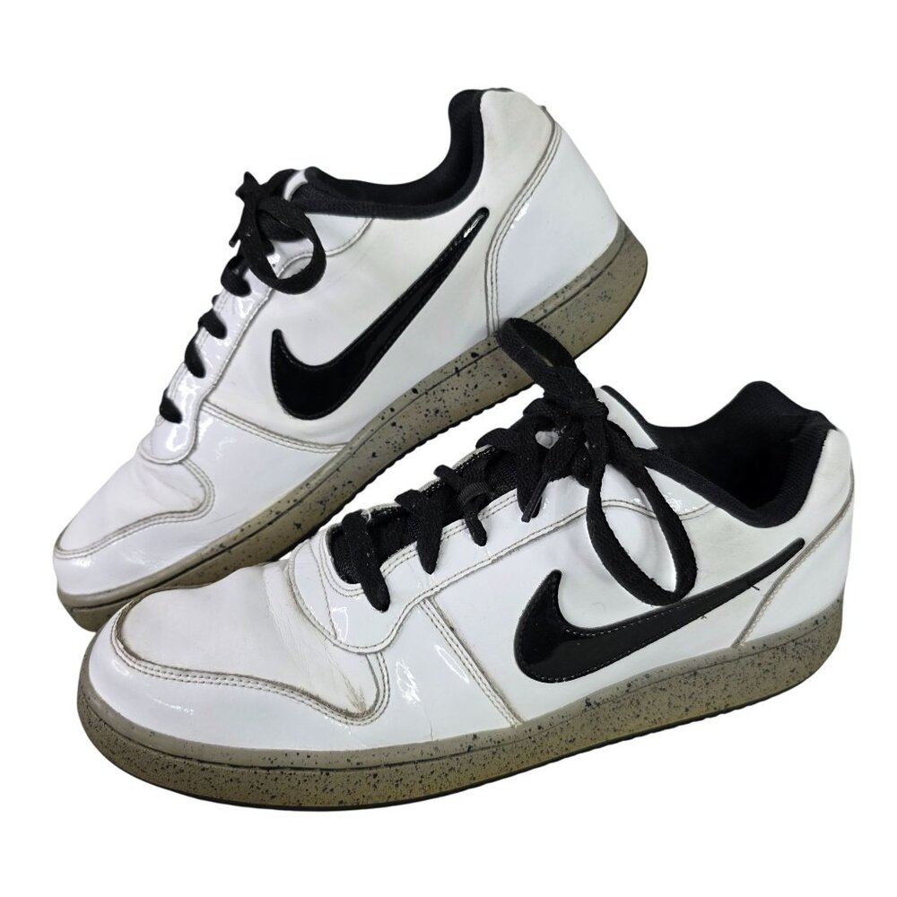 Mens Nike Ebernon Low 'White Cement' Sneakers Shoes Black & White Size 12